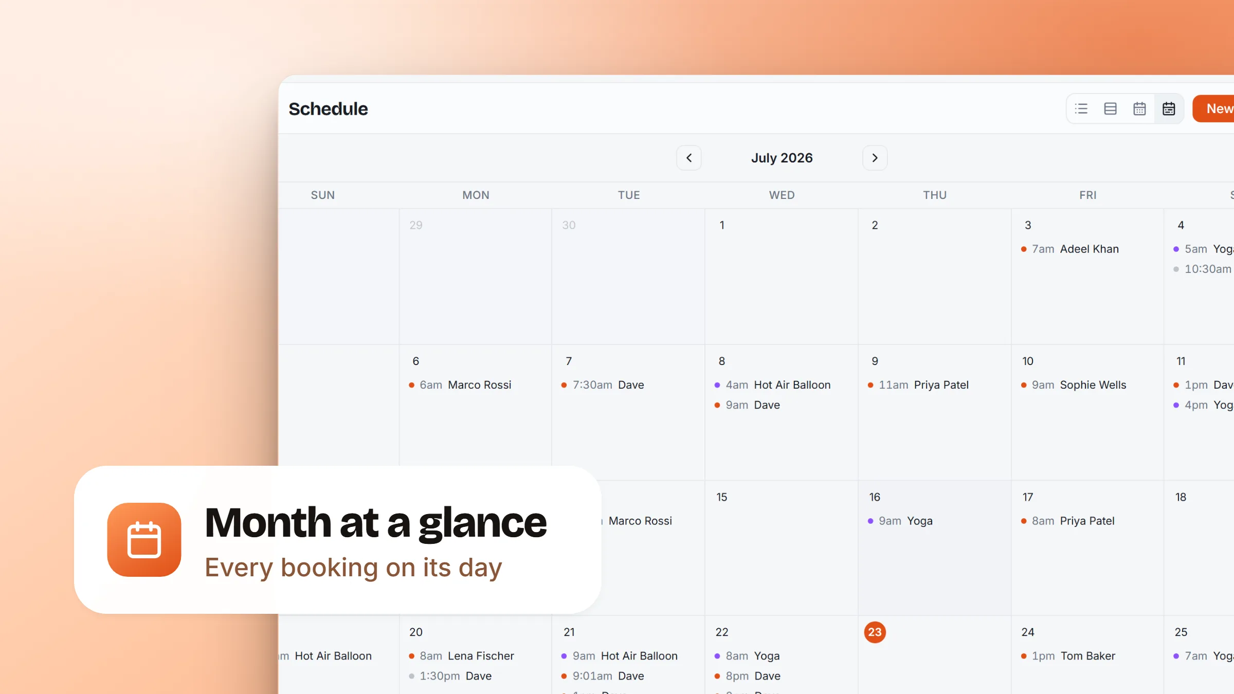 Cover Image for A schedule for every booking