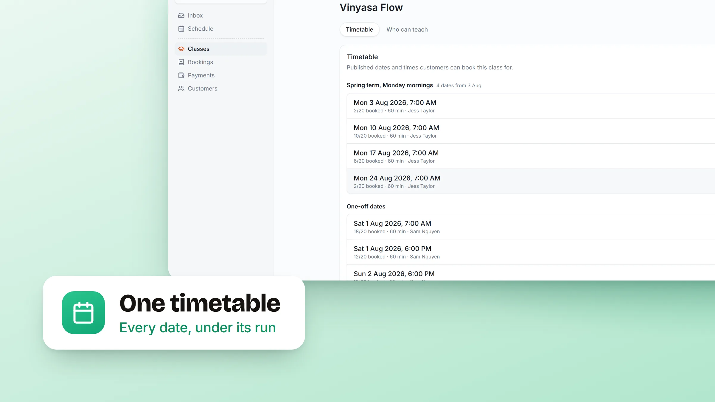 Cover Image for One timetable for a class