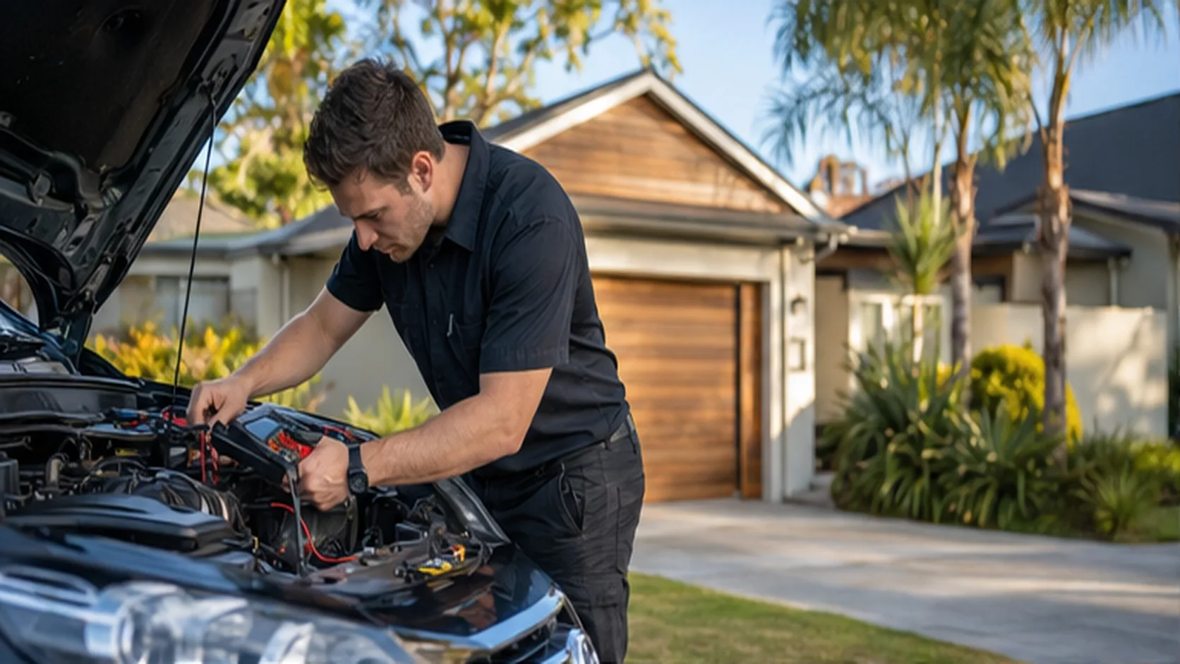 Mobile Auto Electrician delivering a booked mobile service for a customer.