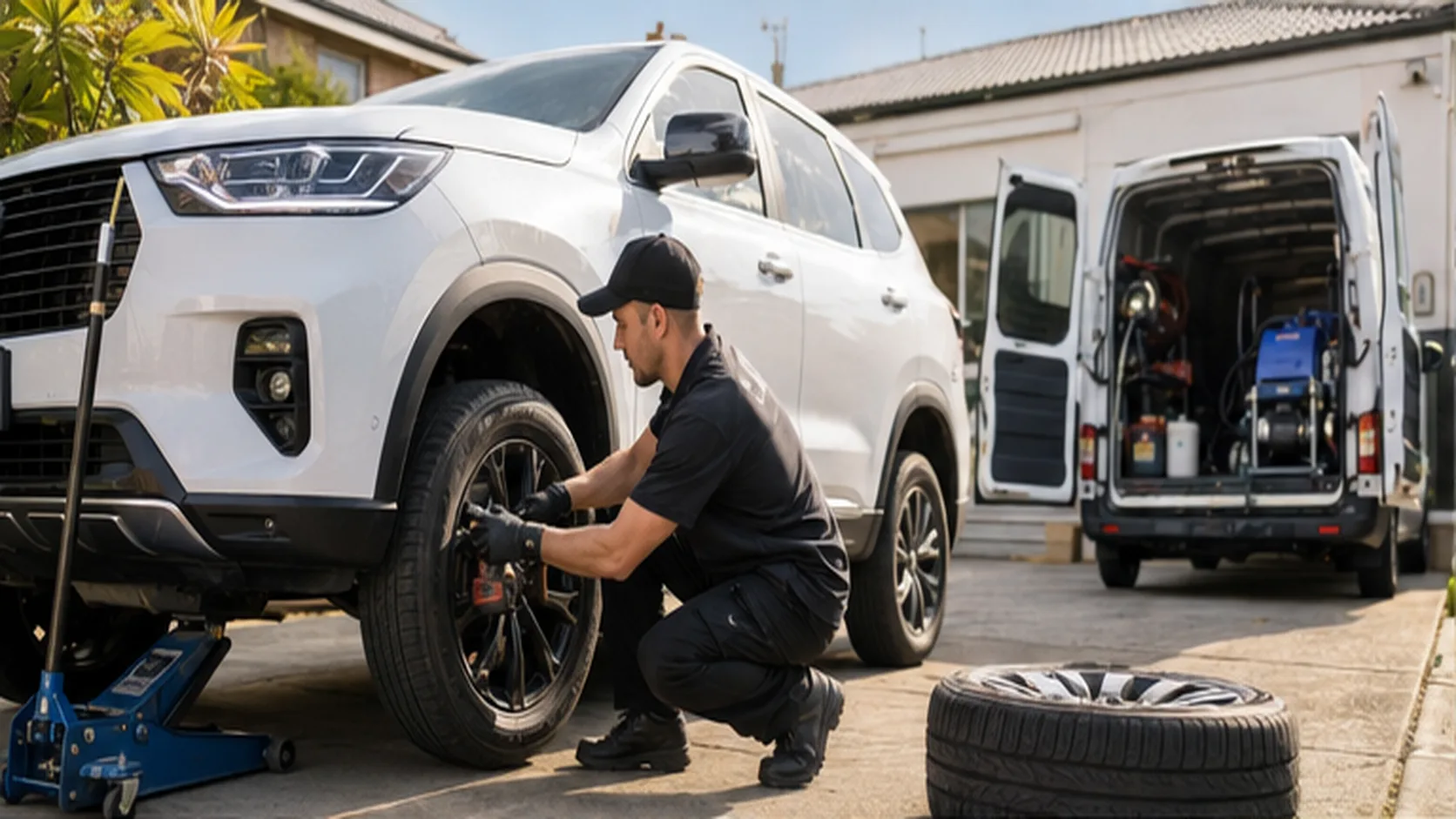 Mobile Tyre Fitting delivering a booked mobile service for a customer.