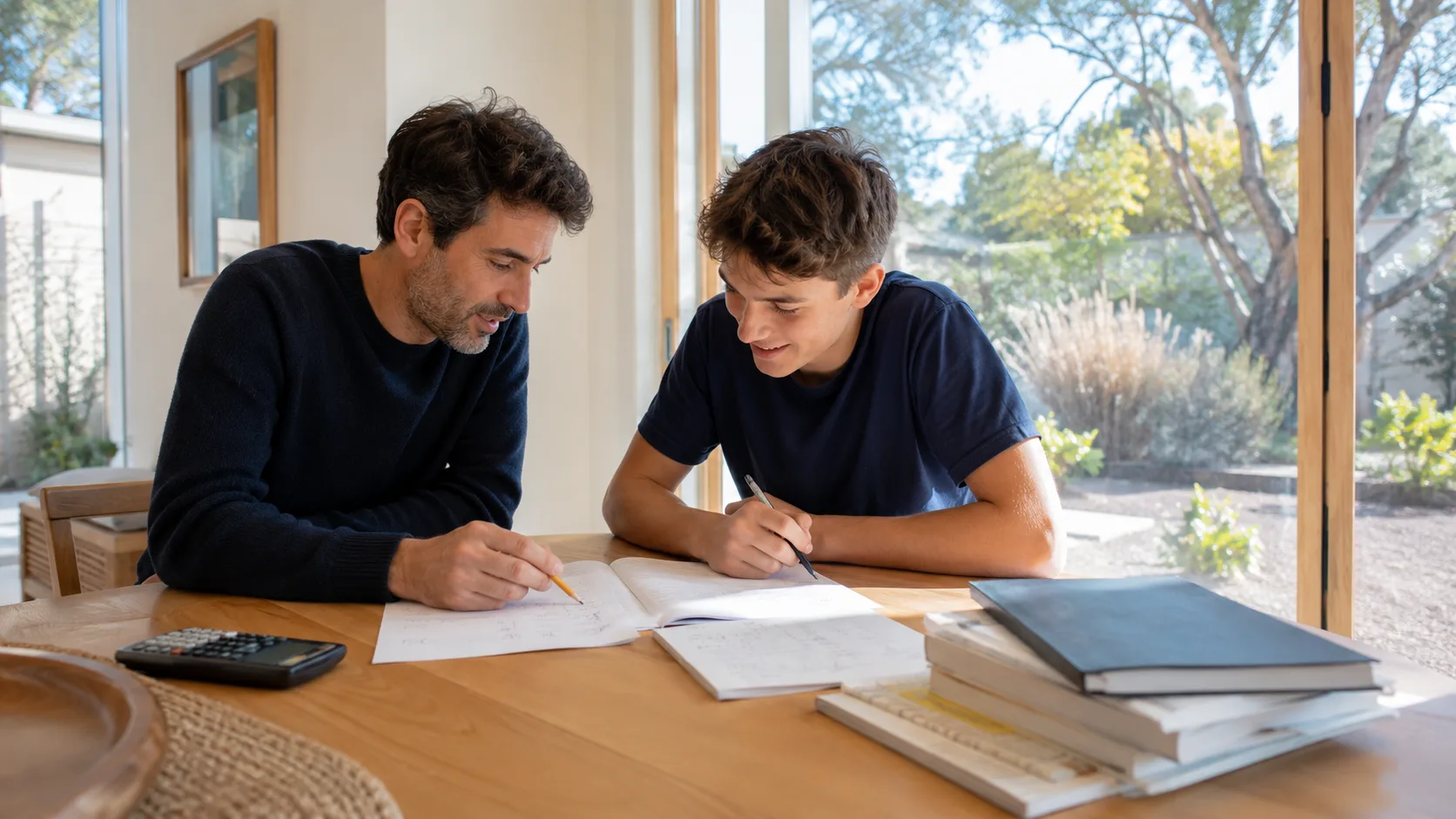 A tutor working through a problem with a student in Australia