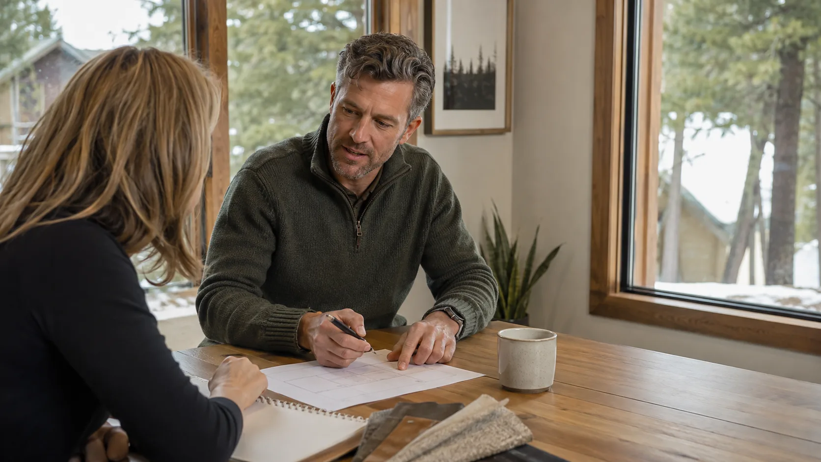 A business coach works through priorities with an owner in Canada