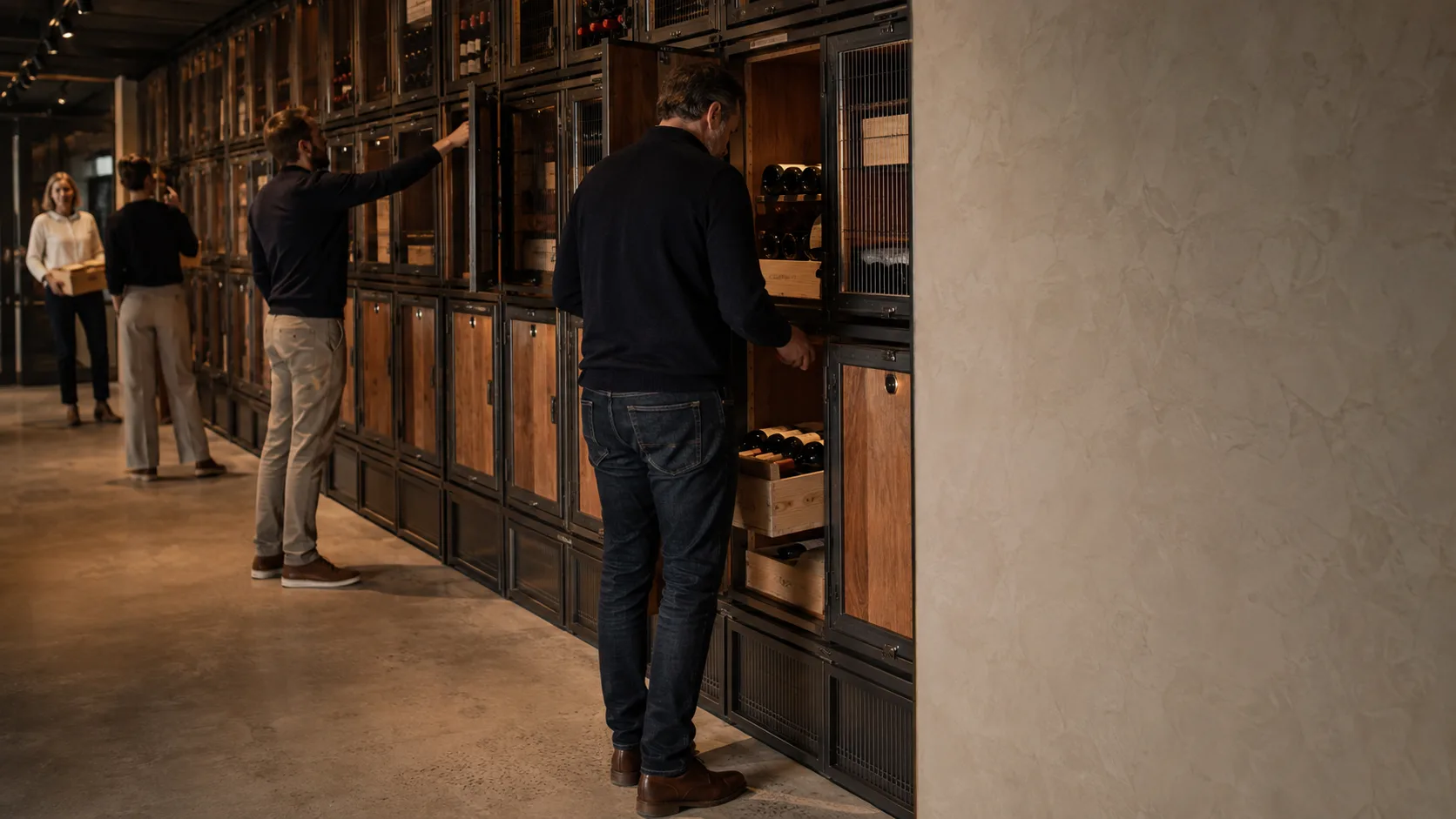 Customers arrive at a bright Canadian cold-storage bay for their booking