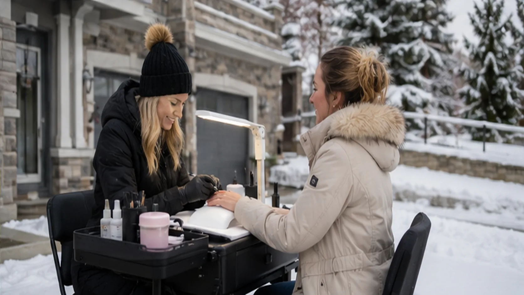 Mobile Beauty & Nails delivering a booked mobile service for a customer.