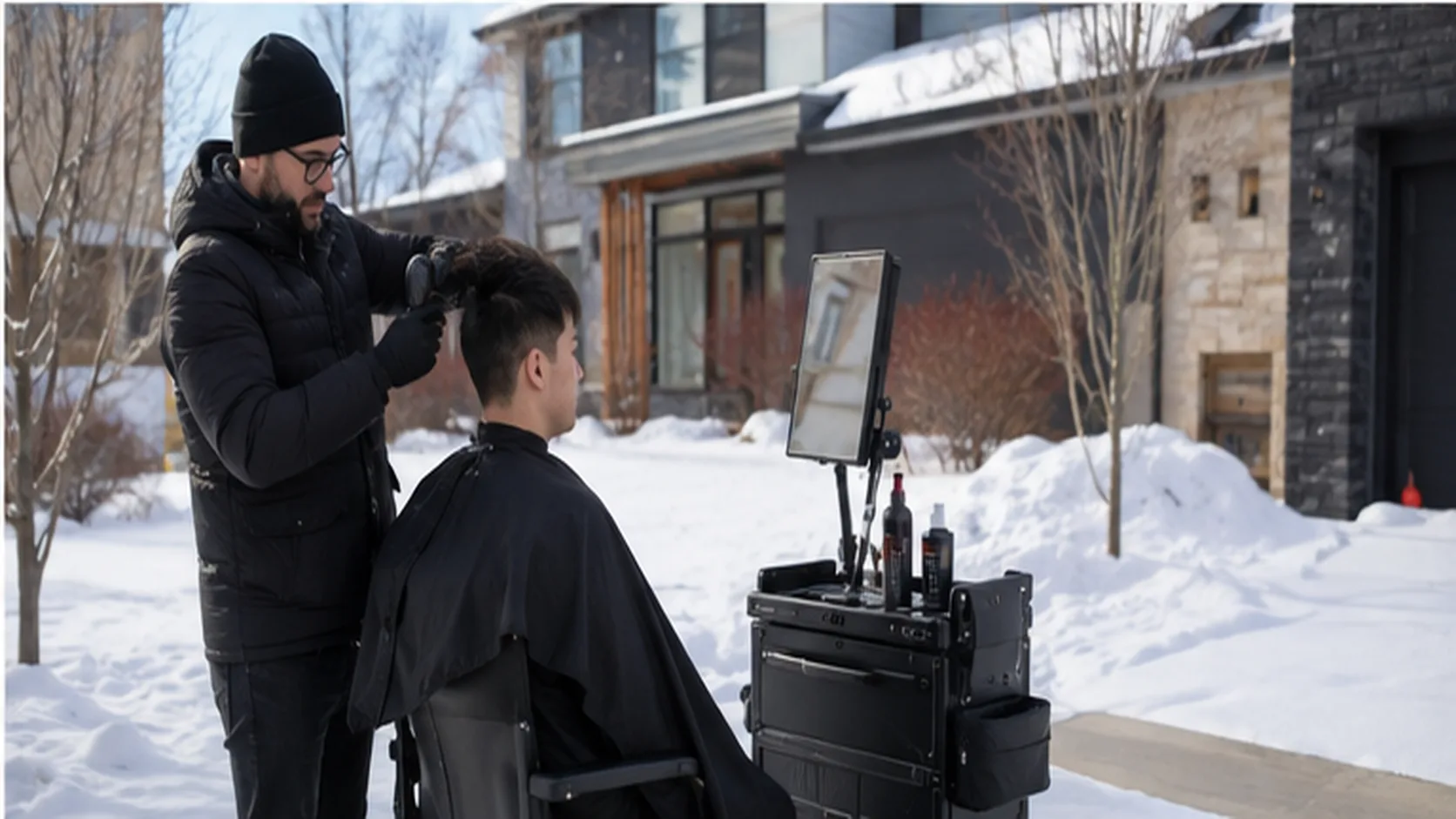 Mobile Hairdressing delivering a booked mobile service for a customer.