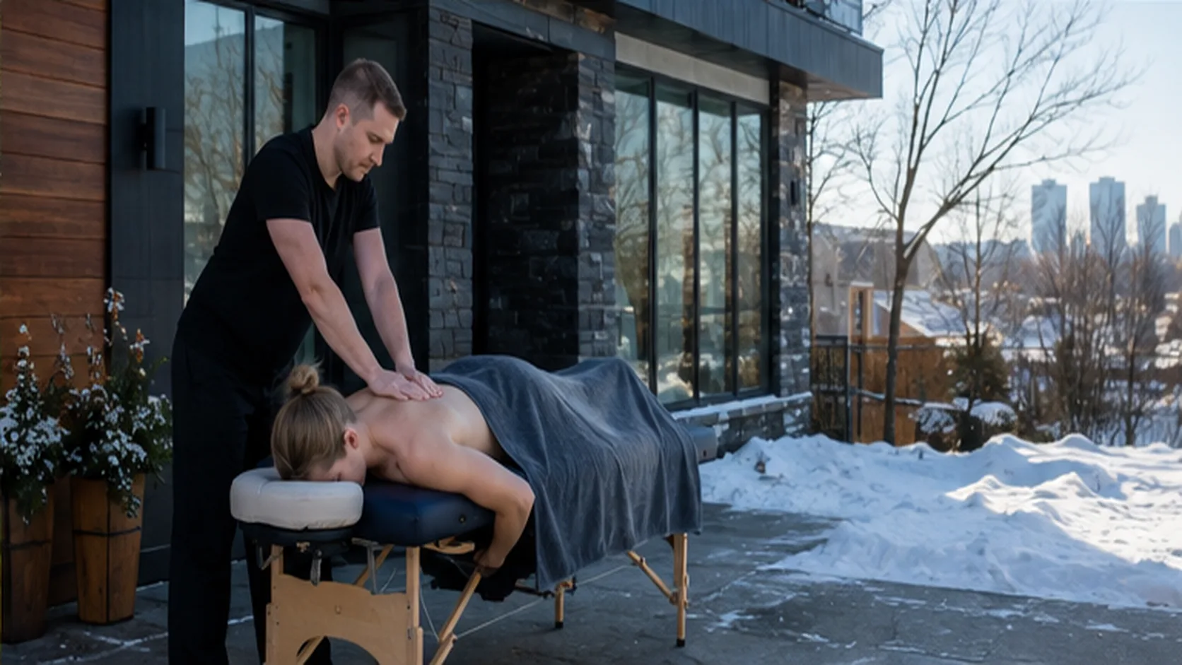 Mobile Massage delivering a booked mobile service for a customer.