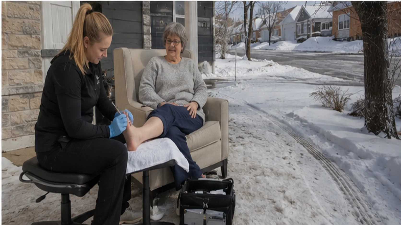 Mobile Foot Care delivering a booked mobile service for a customer.