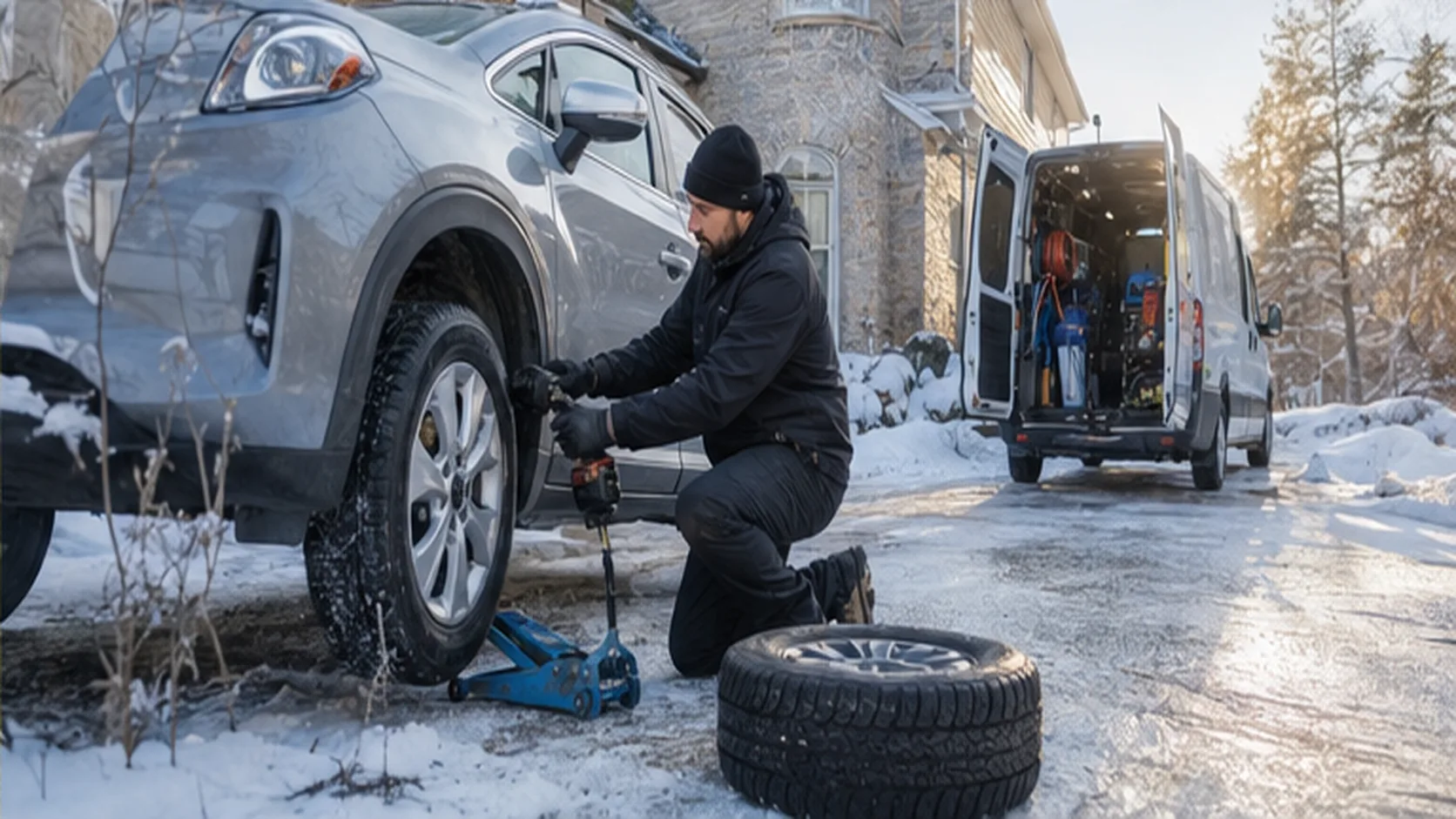 Mobile Tyre Fitting delivering a booked mobile service for a customer.