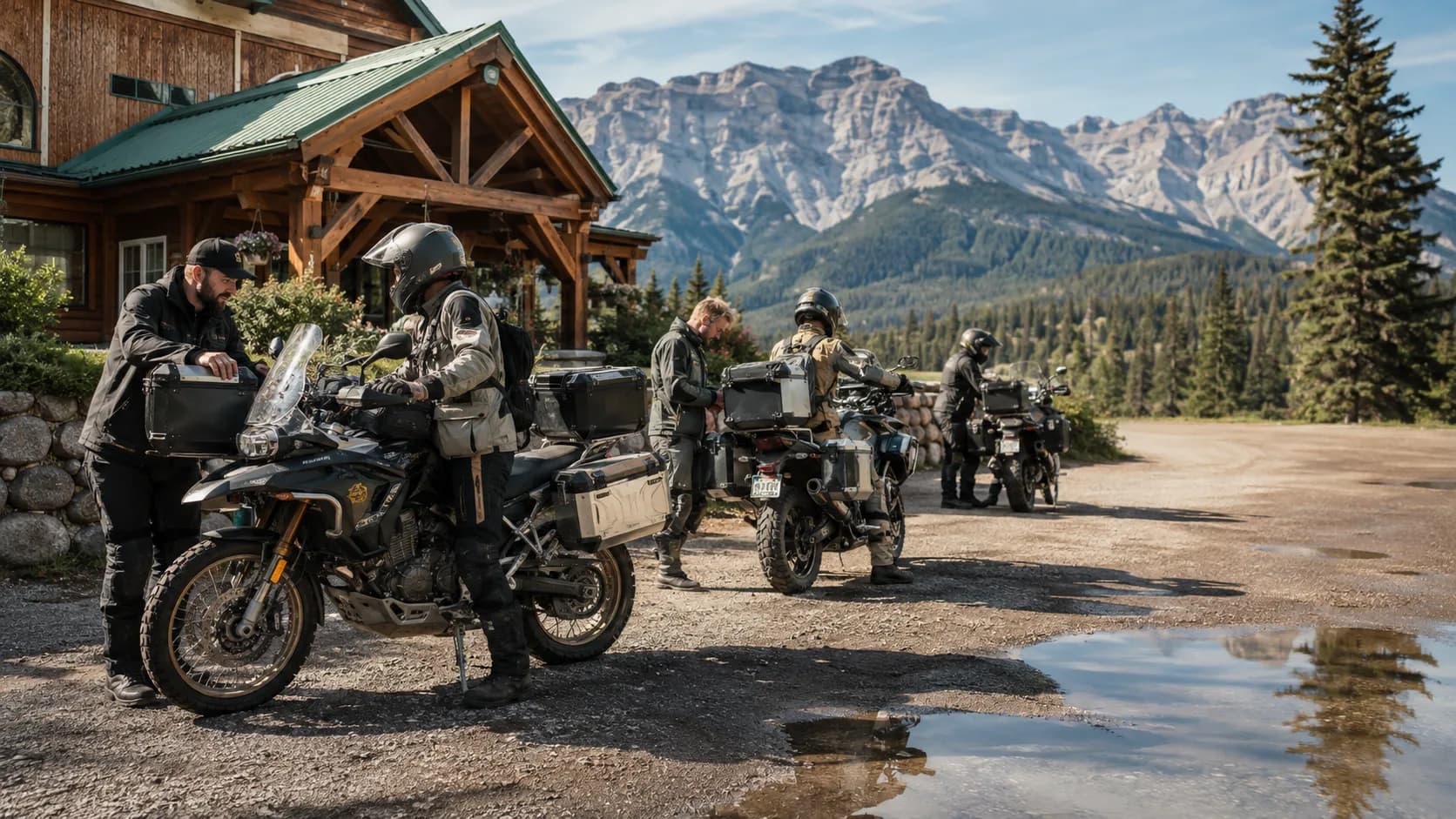 Customers pick up reserved motorcycle model from an active business in Canada