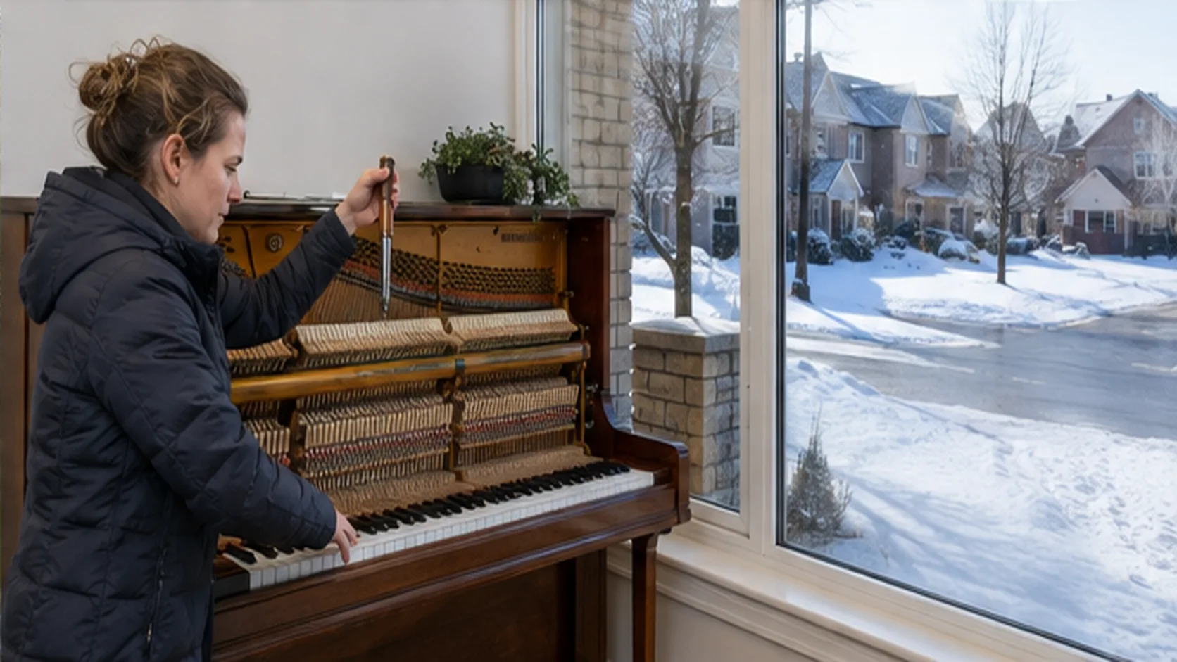 Piano Tuner delivering a booked mobile service for a customer.