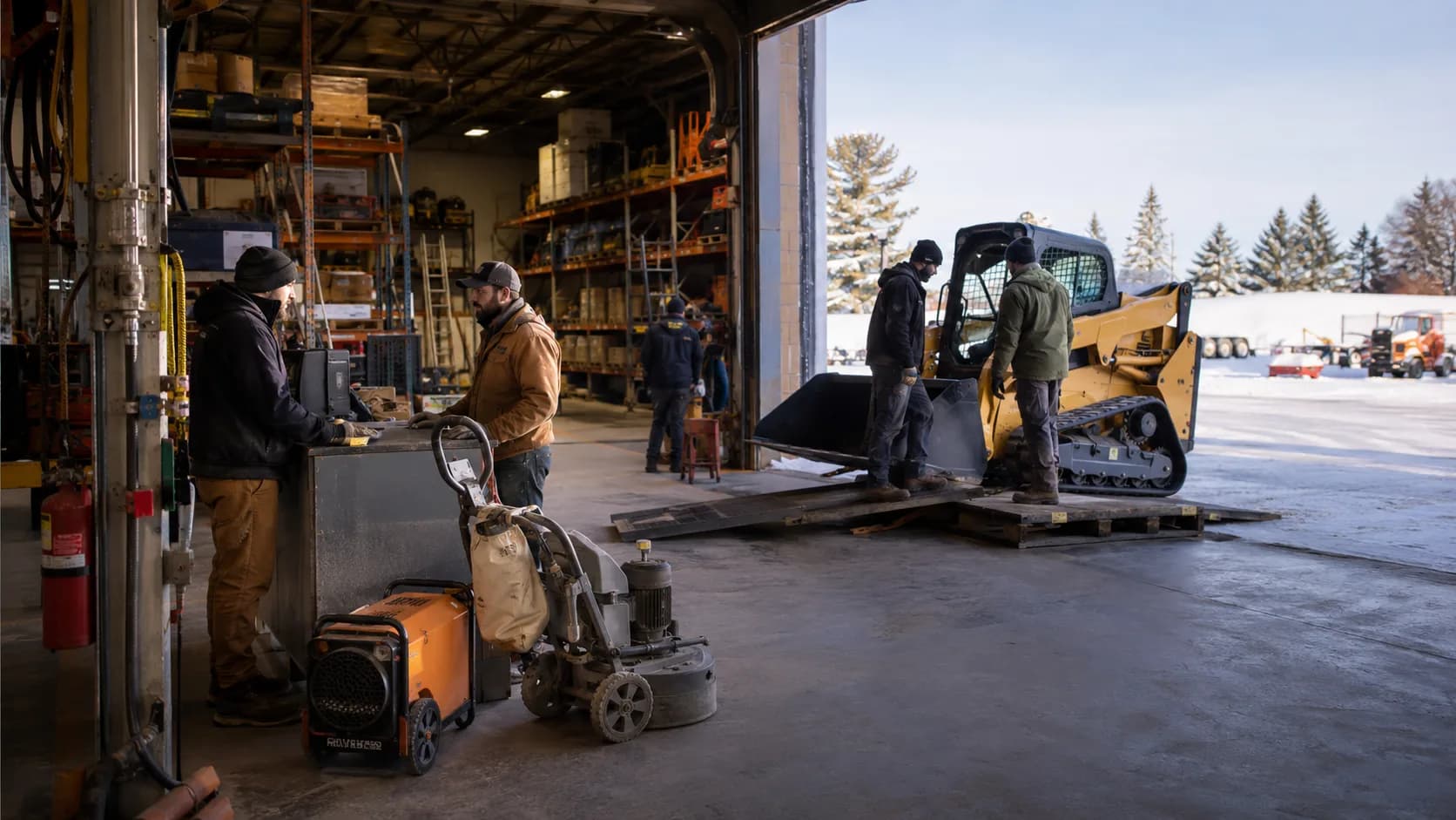 Customers arrive at a bright Canadian equipment model for their booking