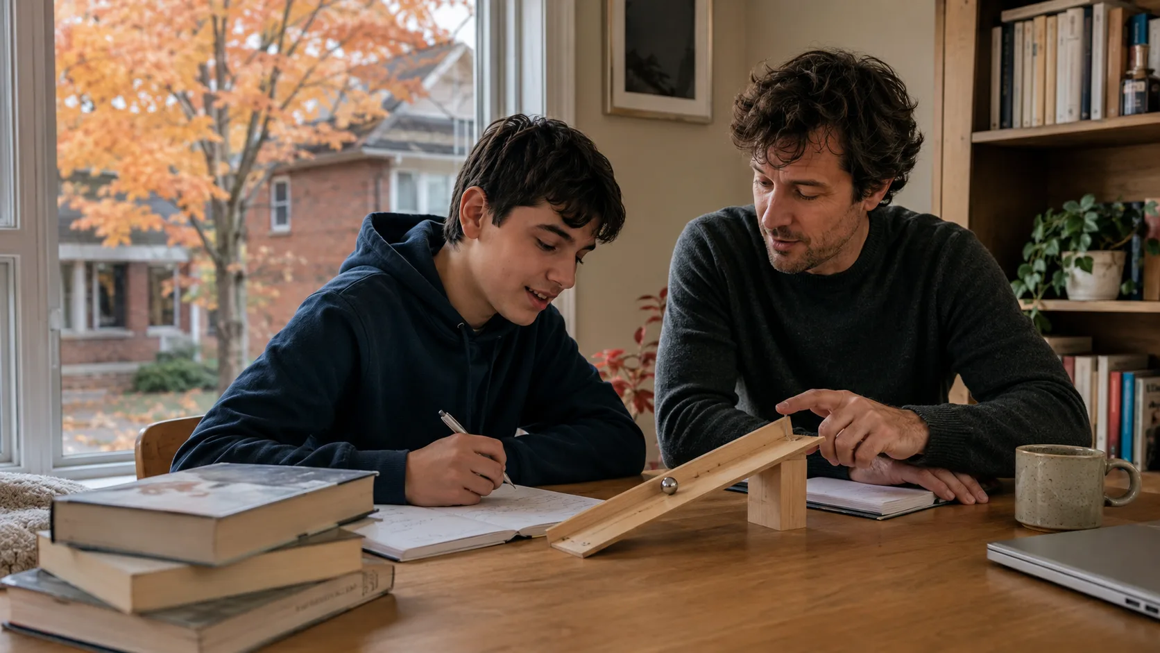 A tutor working through a problem with a student in Canada