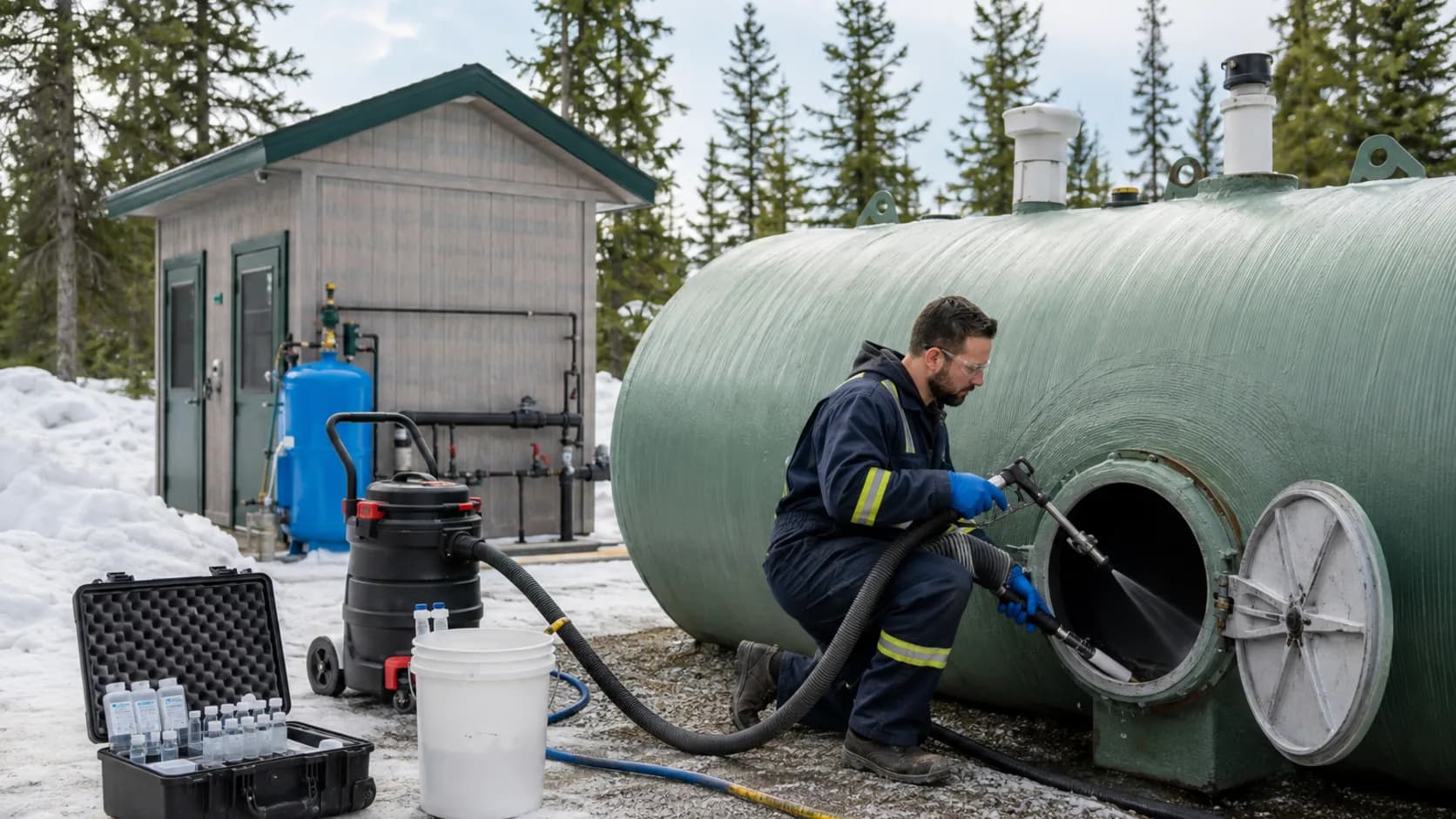 A water tank being cleaned out on a property in Canada