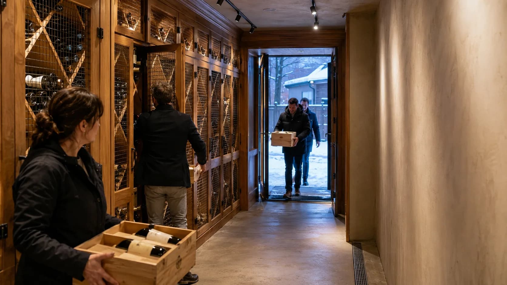 Customers arrive at a bright Canadian locker for their booking