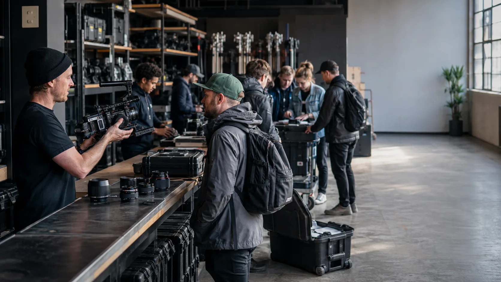 Customers collect booked camera body, lens or AV kit from a busy counter in the UK