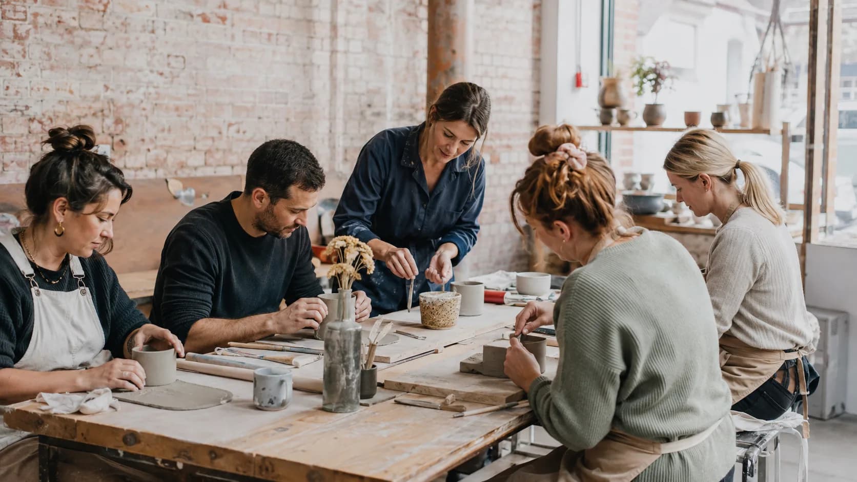 Small ceramics workshop underway in a converted studio in the UK