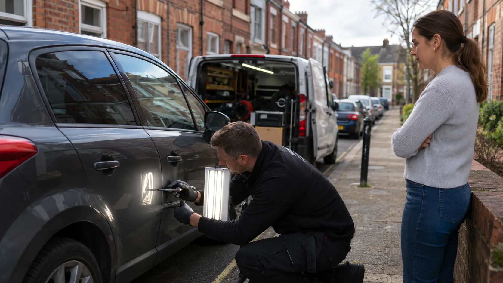 Mobile Dent & Scratch Repair delivering a booked mobile service for a customer.