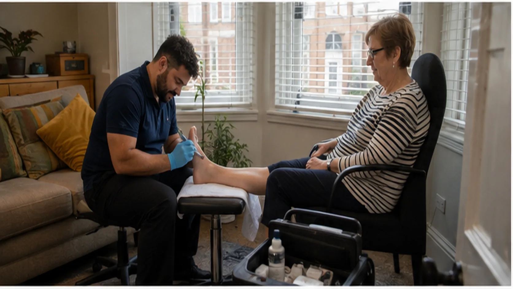Mobile Foot Care delivering a booked mobile service for a customer.