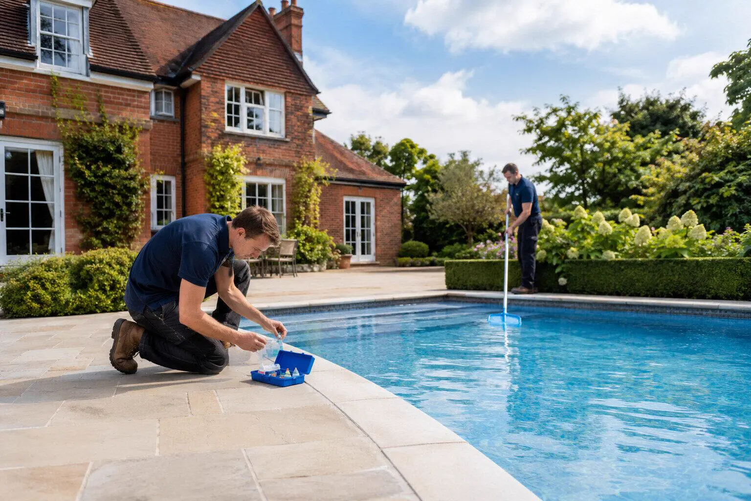 An engineer servicing pool plant in the UK