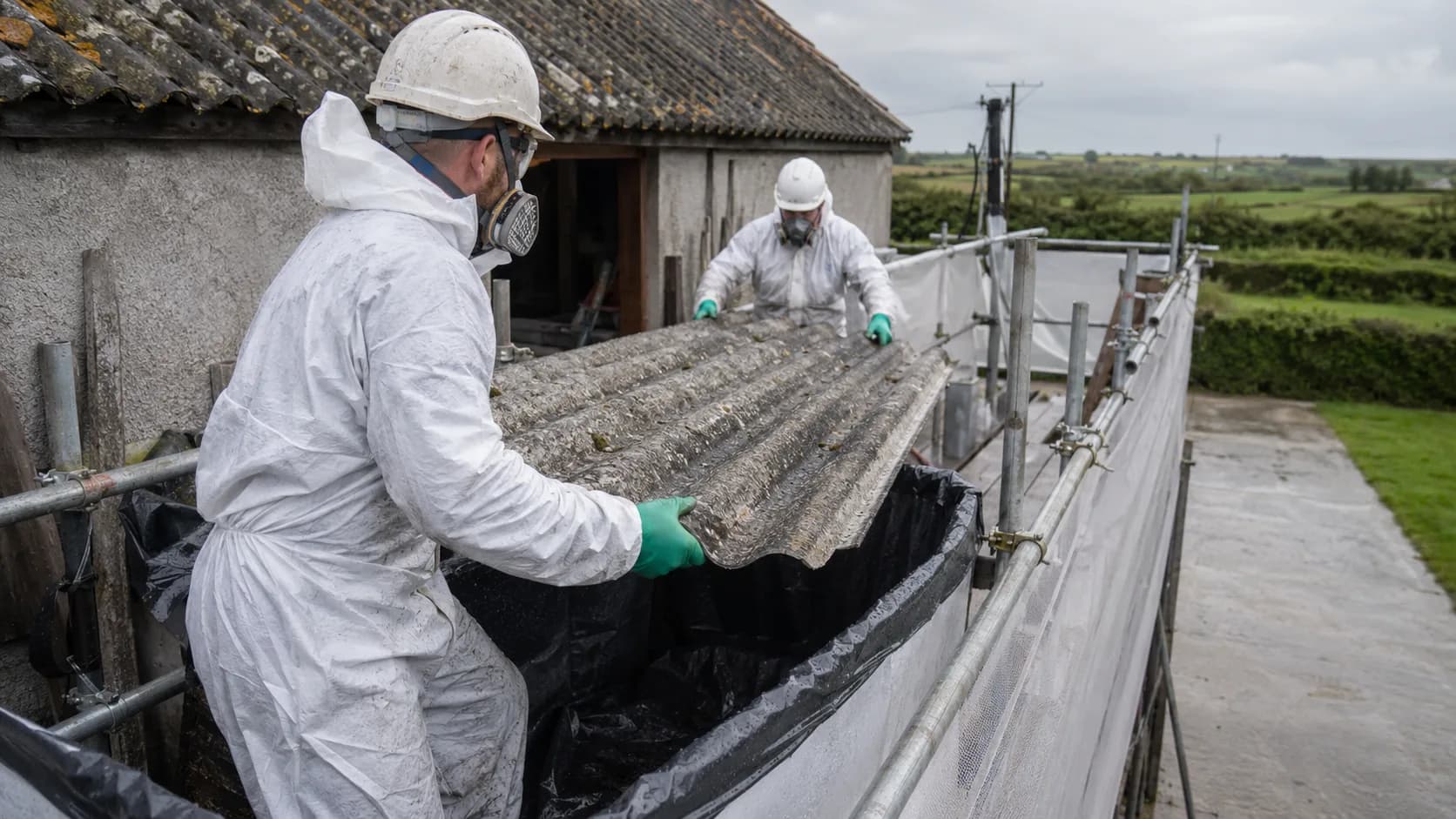 A licensed removal crew sealing an enclosure at a house in Ireland