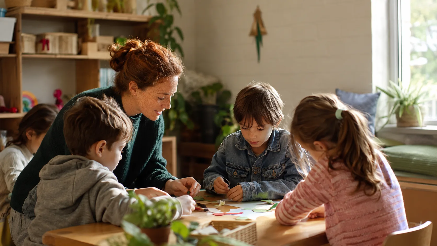 Children and staff sharing an after-school activity in Ireland