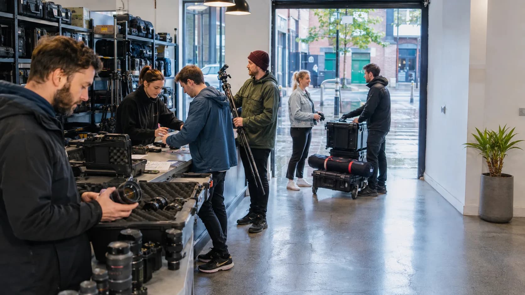 Customers collect booked camera body, lens or AV kit from an active business in Ireland