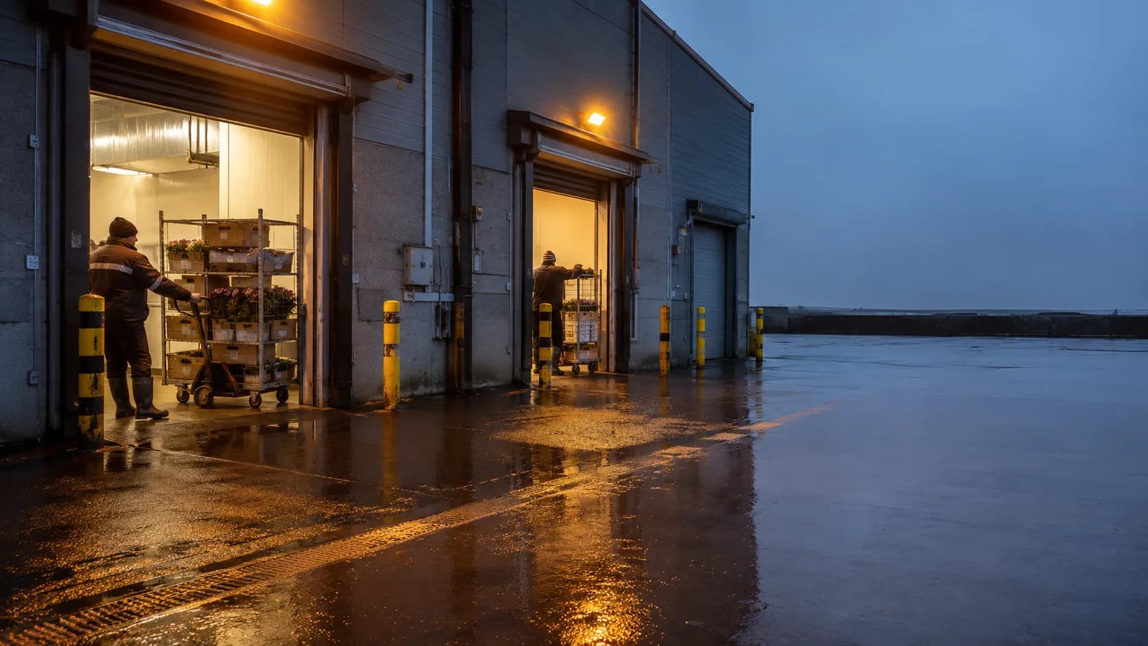Customers arrive at an Irish cold-room bay during a booked session