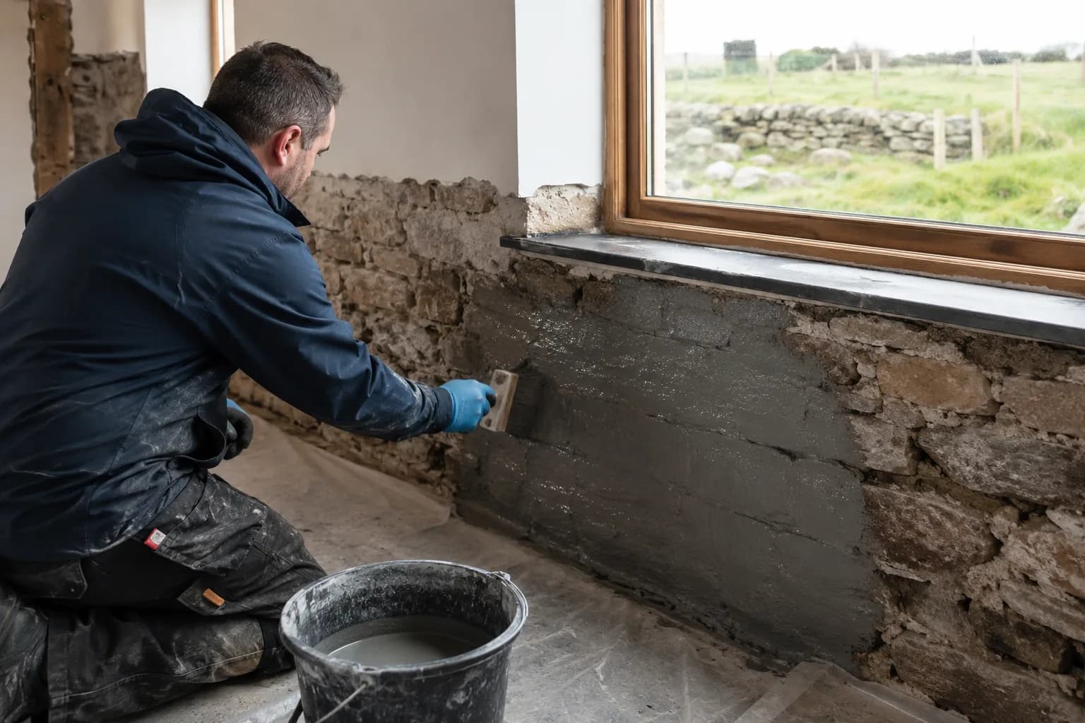 A damp specialist taking moisture readings in a house in Ireland