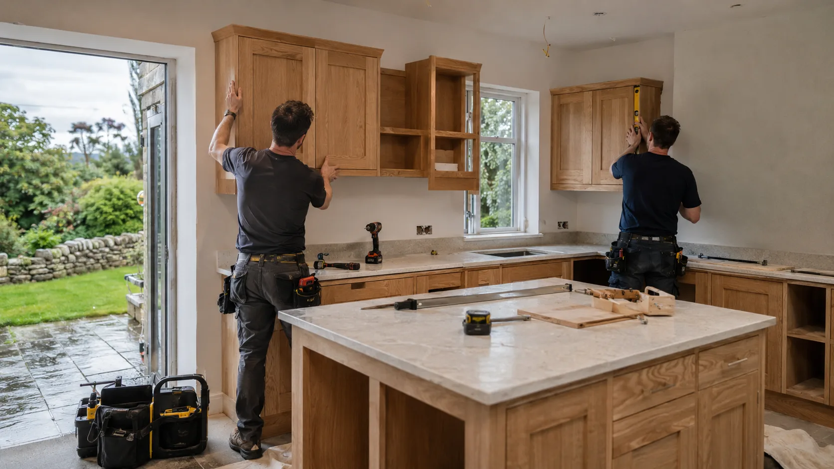 A fitter installing a bathroom in Ireland