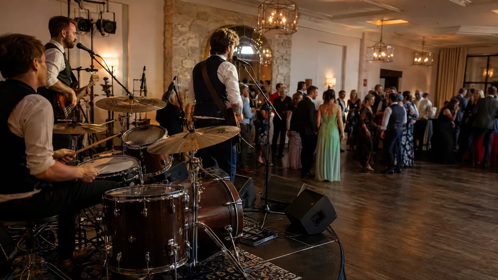 Live band performing for an engaged event crowd in Ireland