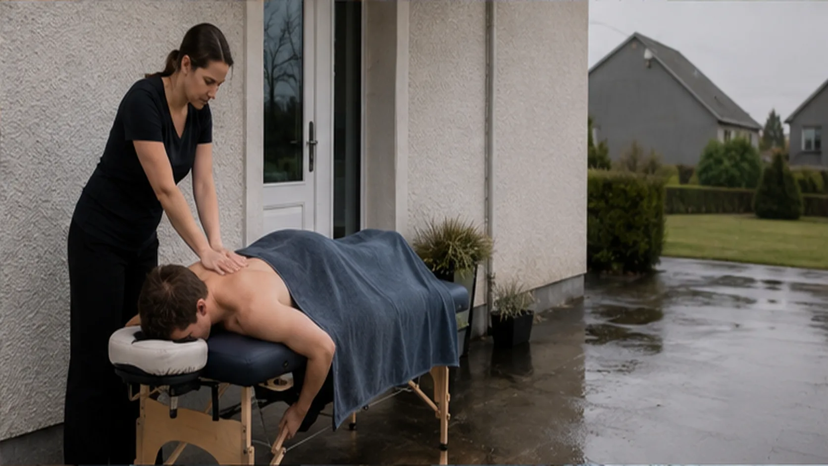 Mobile Massage delivering a booked mobile service for a customer.