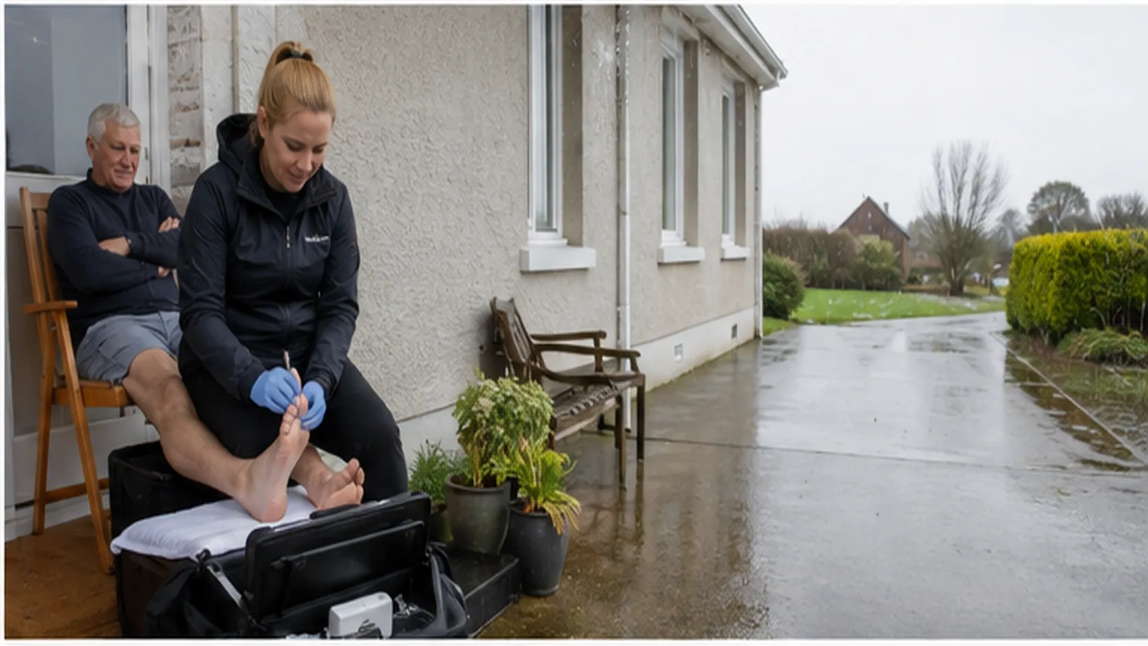 Mobile Foot Care delivering a booked mobile service for a customer.