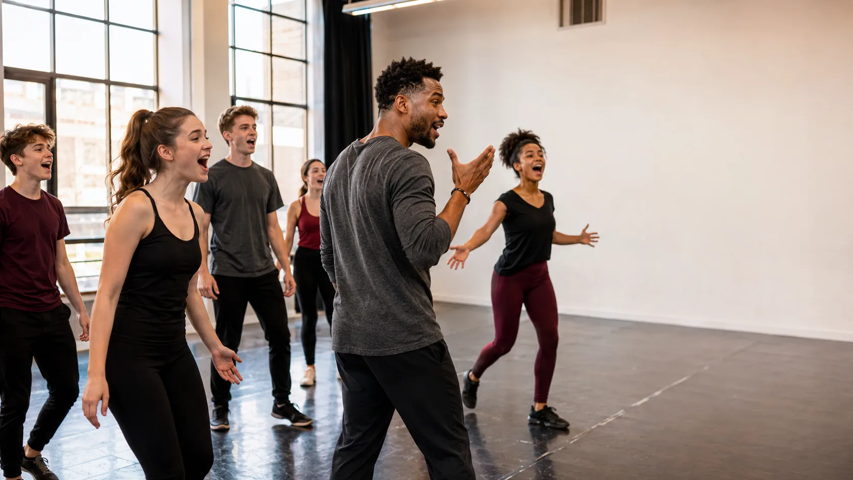 Youth ensemble rehearsing a musical at an arts centre in Ireland