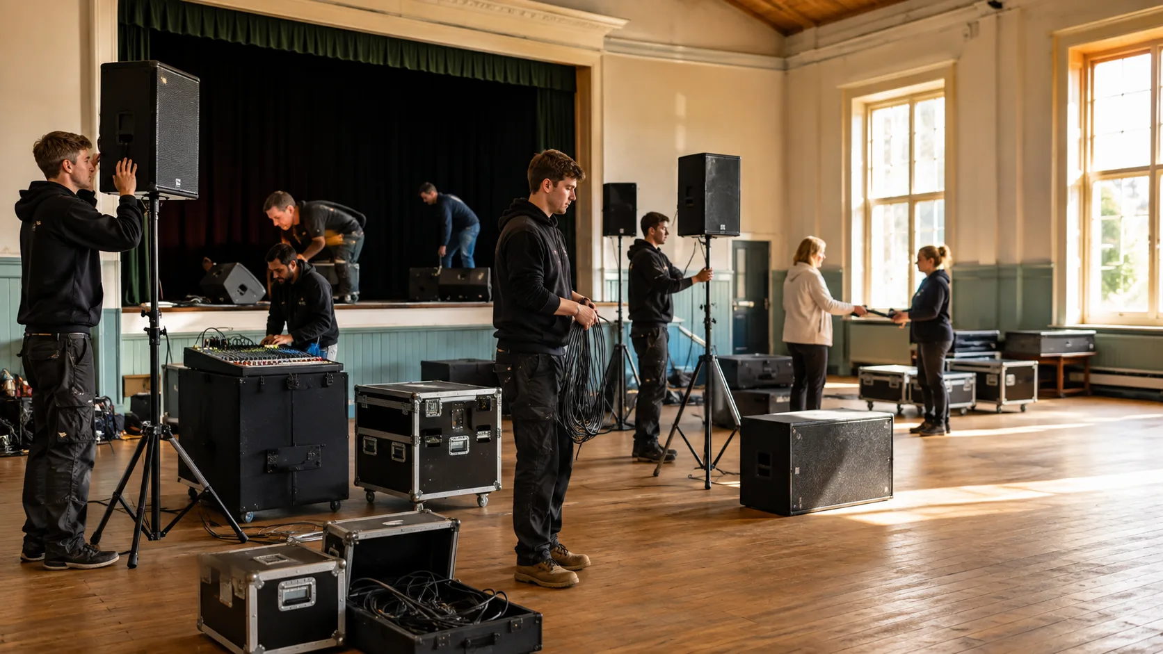 Customers collect booked speaker, mixer or microphone kit from an active business in Ireland