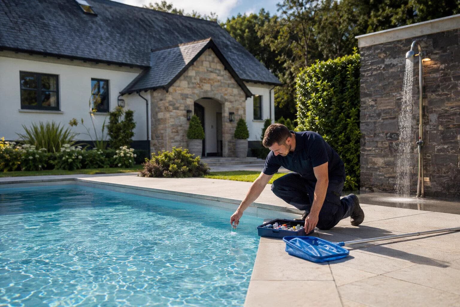 An engineer servicing pool plant in Ireland