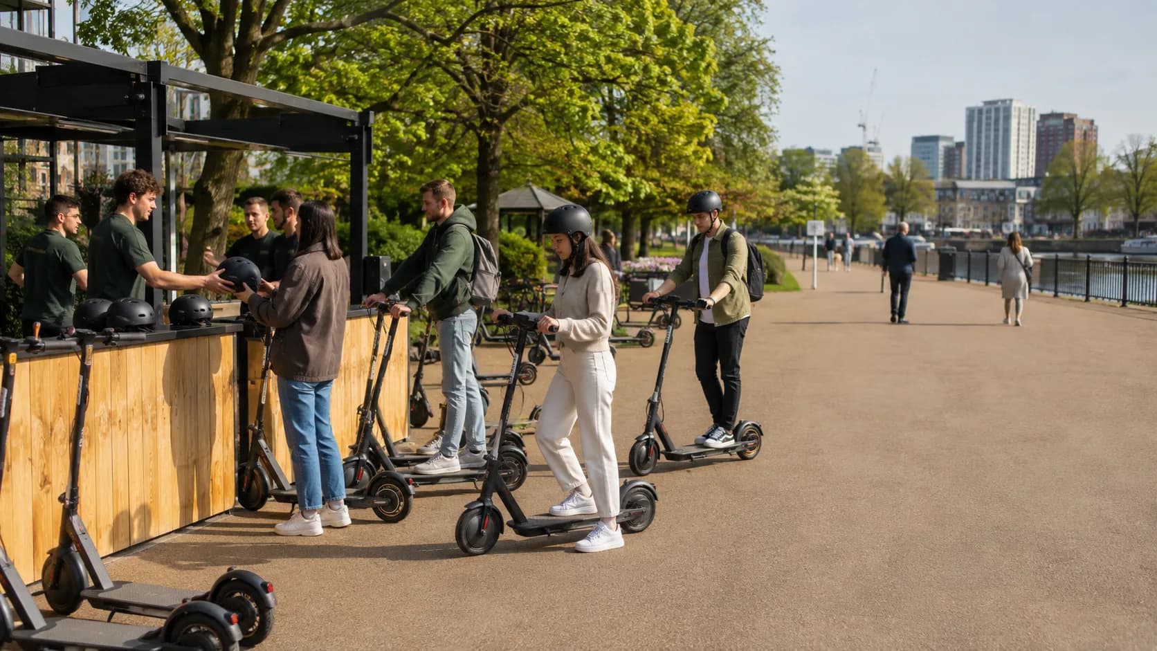 Customers collect booked scooter model from an active business in Ireland