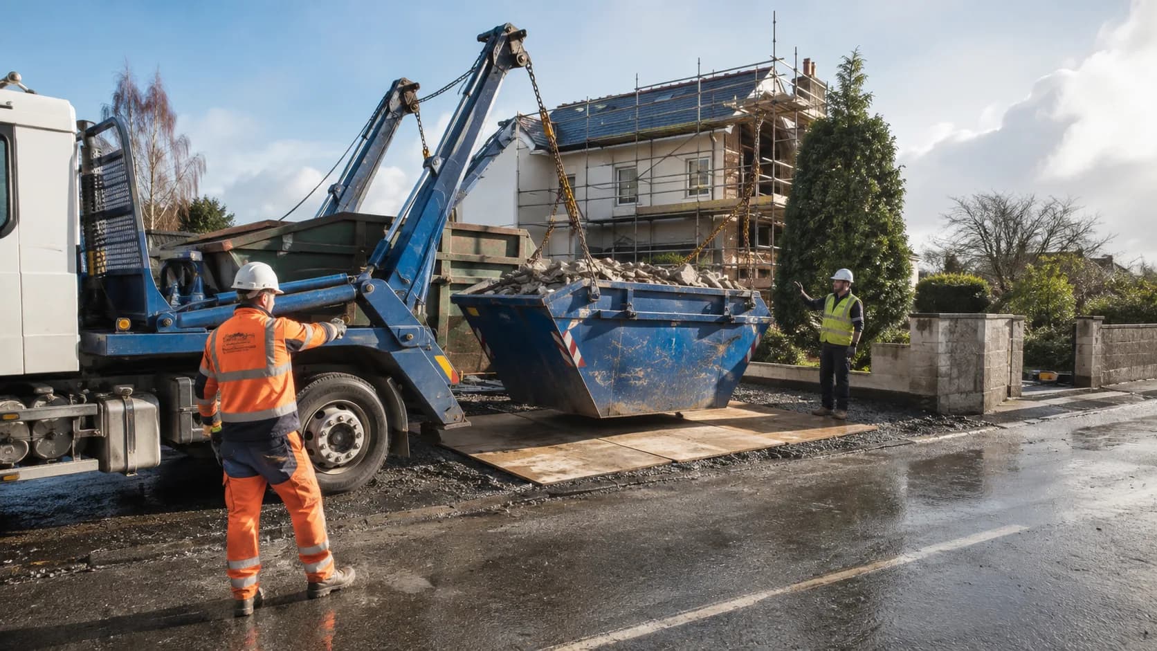 Customers collect booked skip size from an active business in Ireland