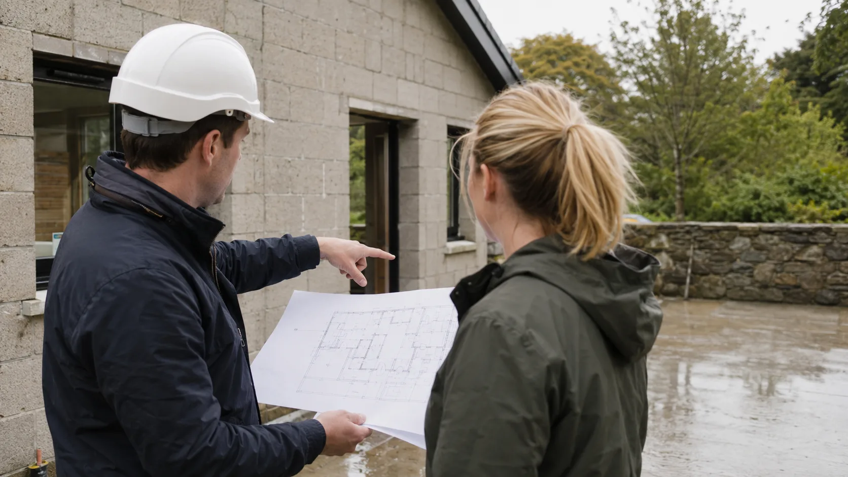 A structural engineer inspects a building connection on site in Ireland