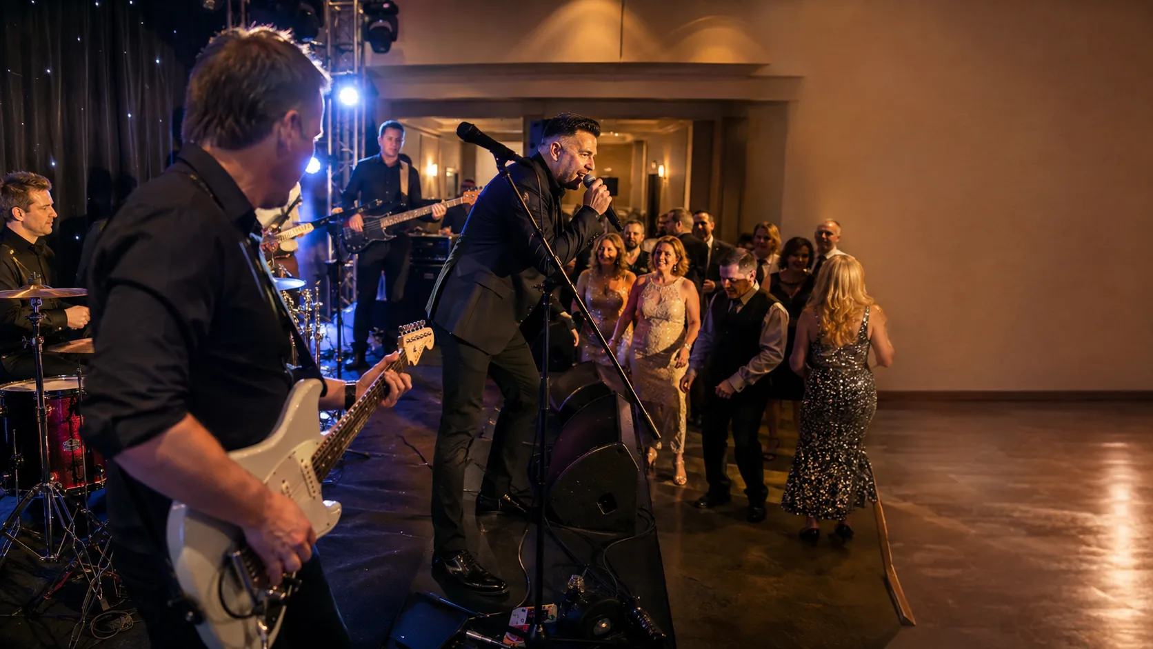 Cover band performing a lively live set for event guests in Ireland