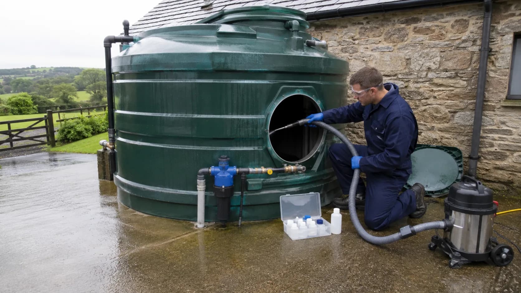 A water tank being cleaned out on a property in Ireland