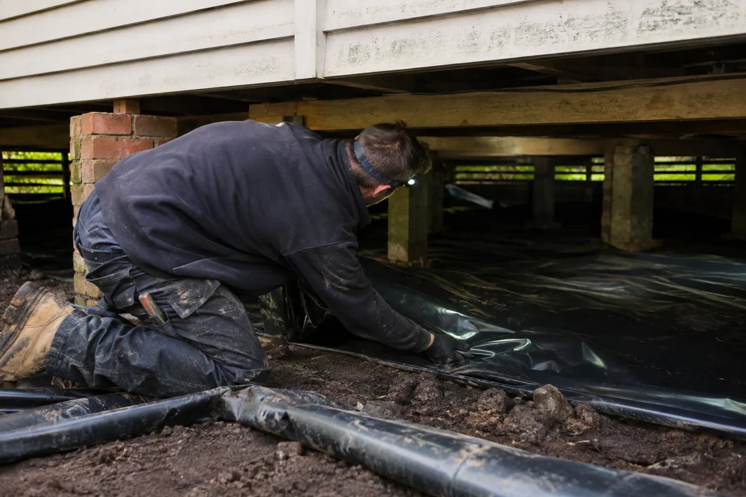 A damp specialist taking moisture readings in a house in New Zealand