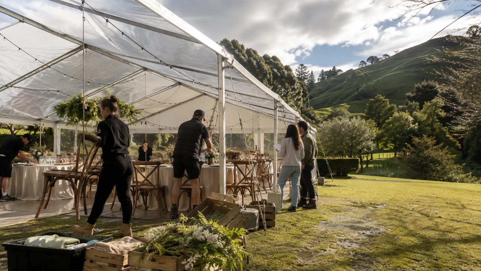 Customers collect booked marquee, table or chair model from an active New Zealand business