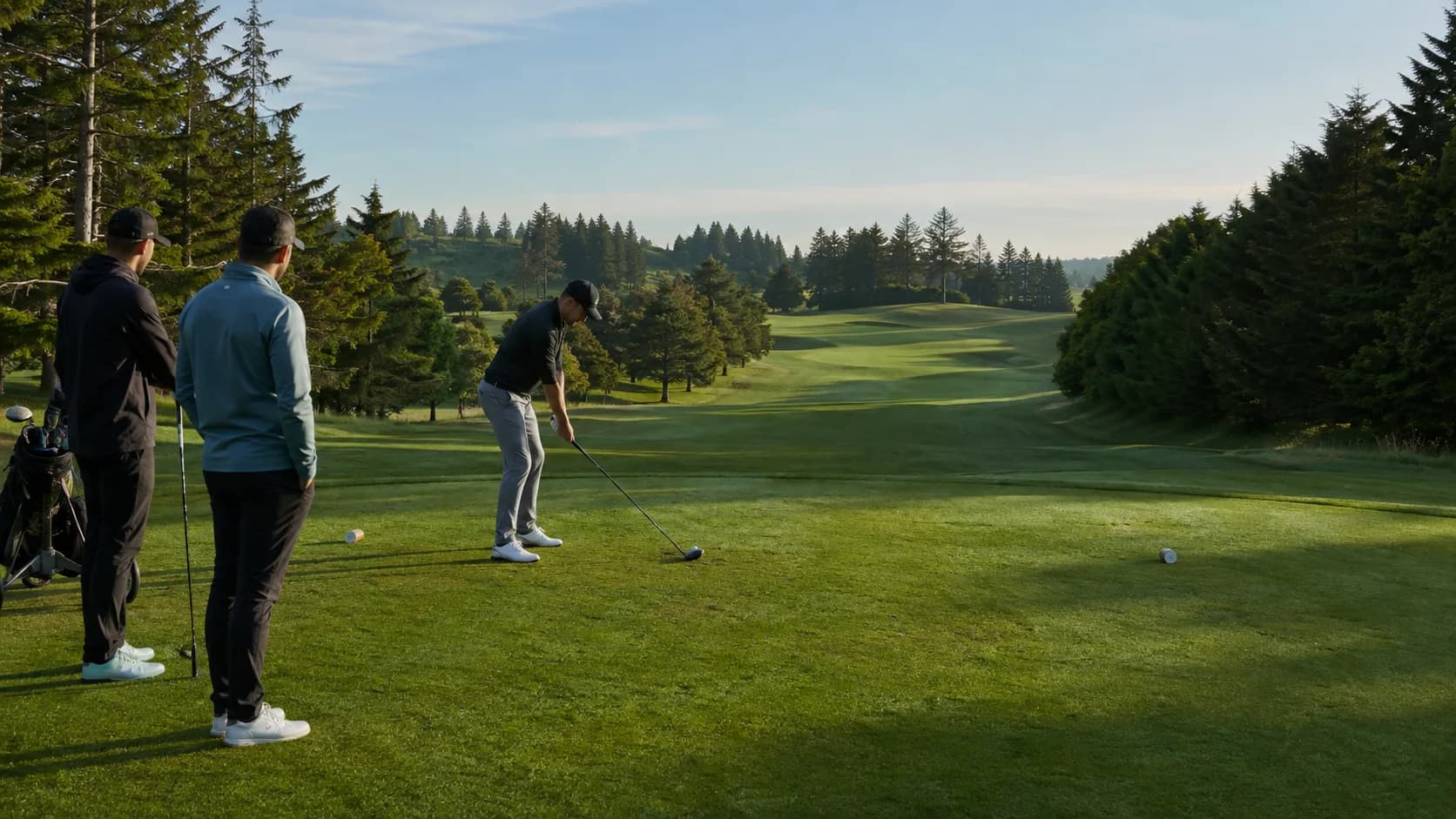 A New Zealand golf course in morning light, fairway and green ready for the day’s rounds