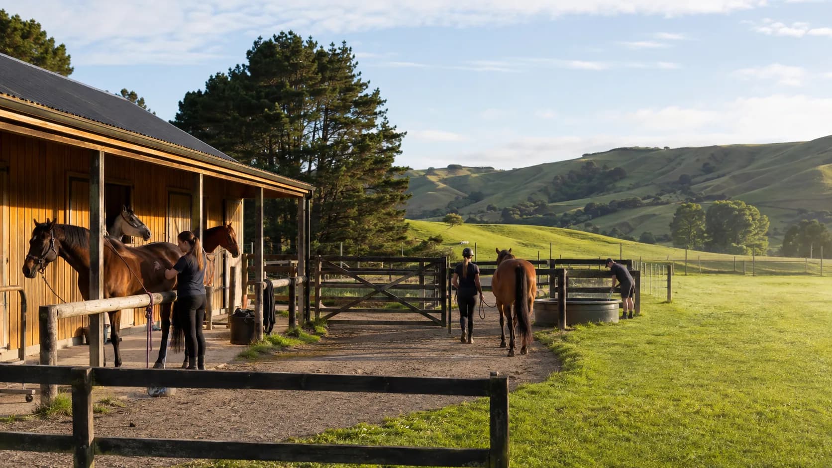Customers arrive at a distinctive timber paddock or stable for their booking today