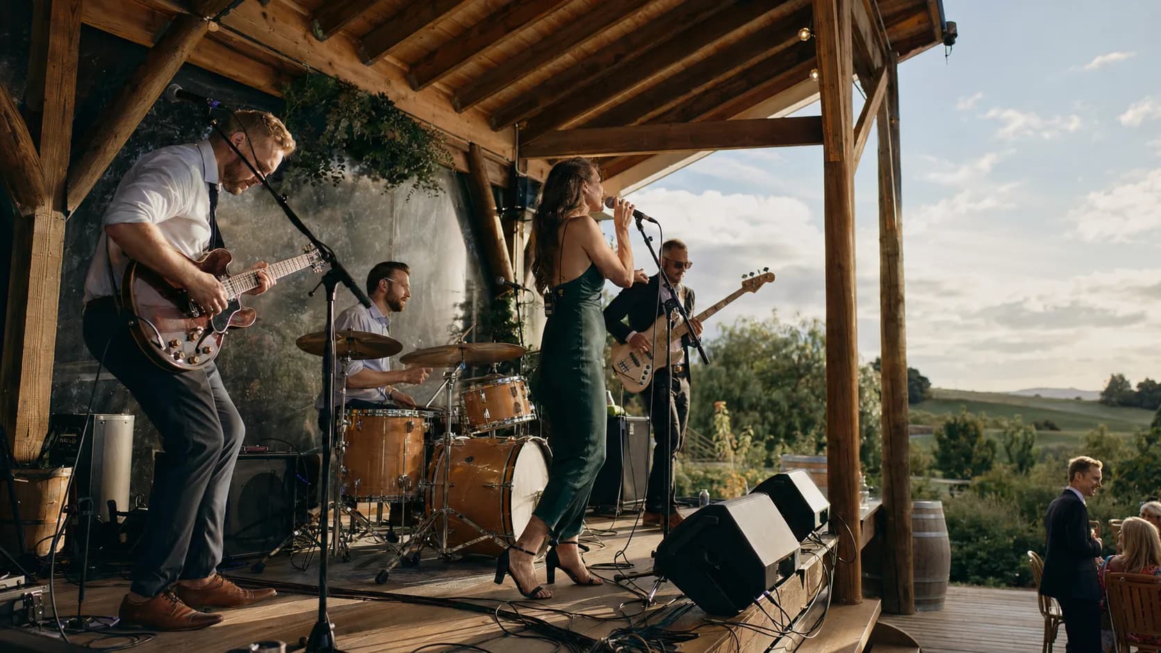 Live band performing for an engaged event crowd in New Zealand