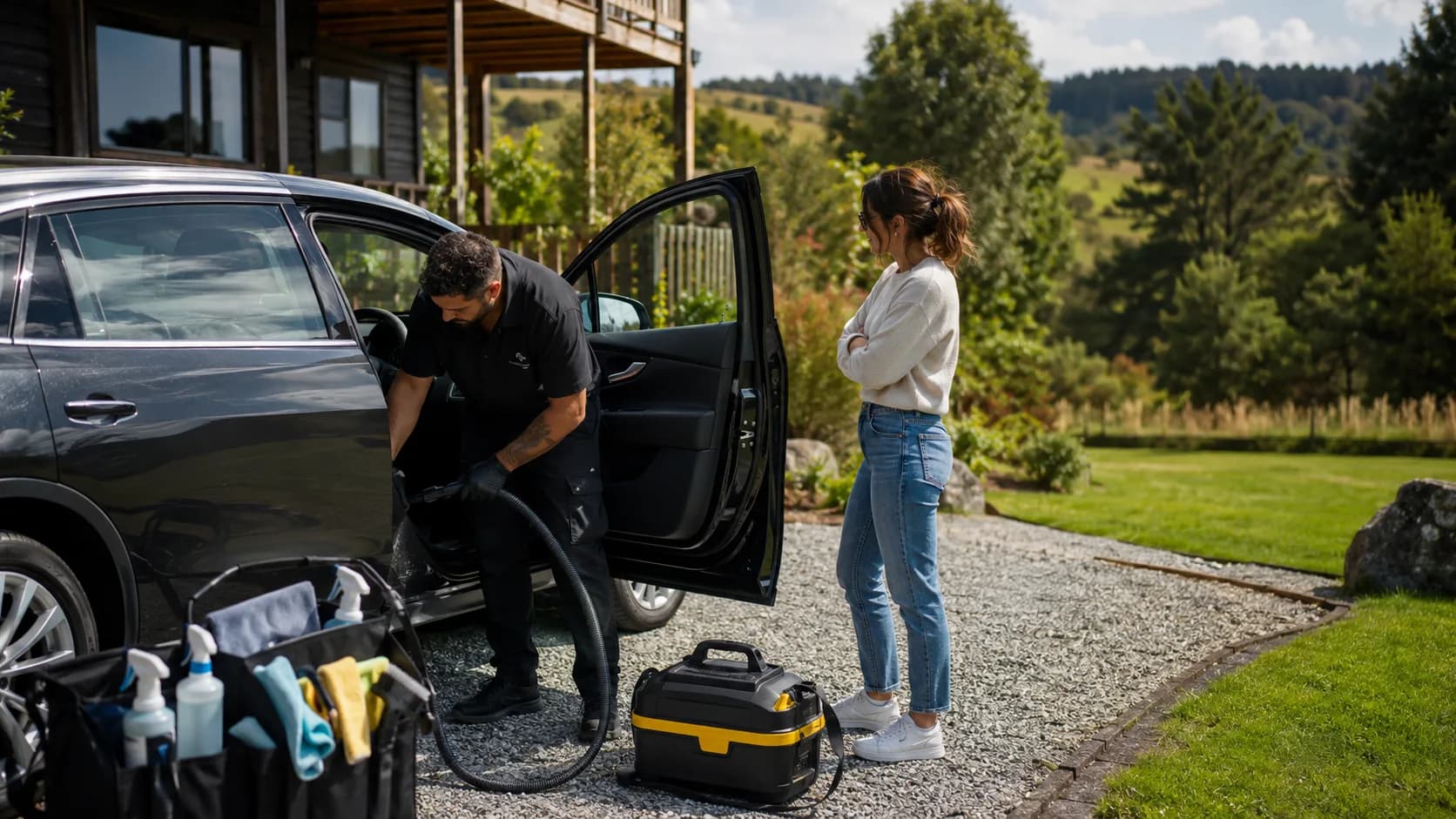 Mobile Car Valet delivering a booked mobile service for a customer.