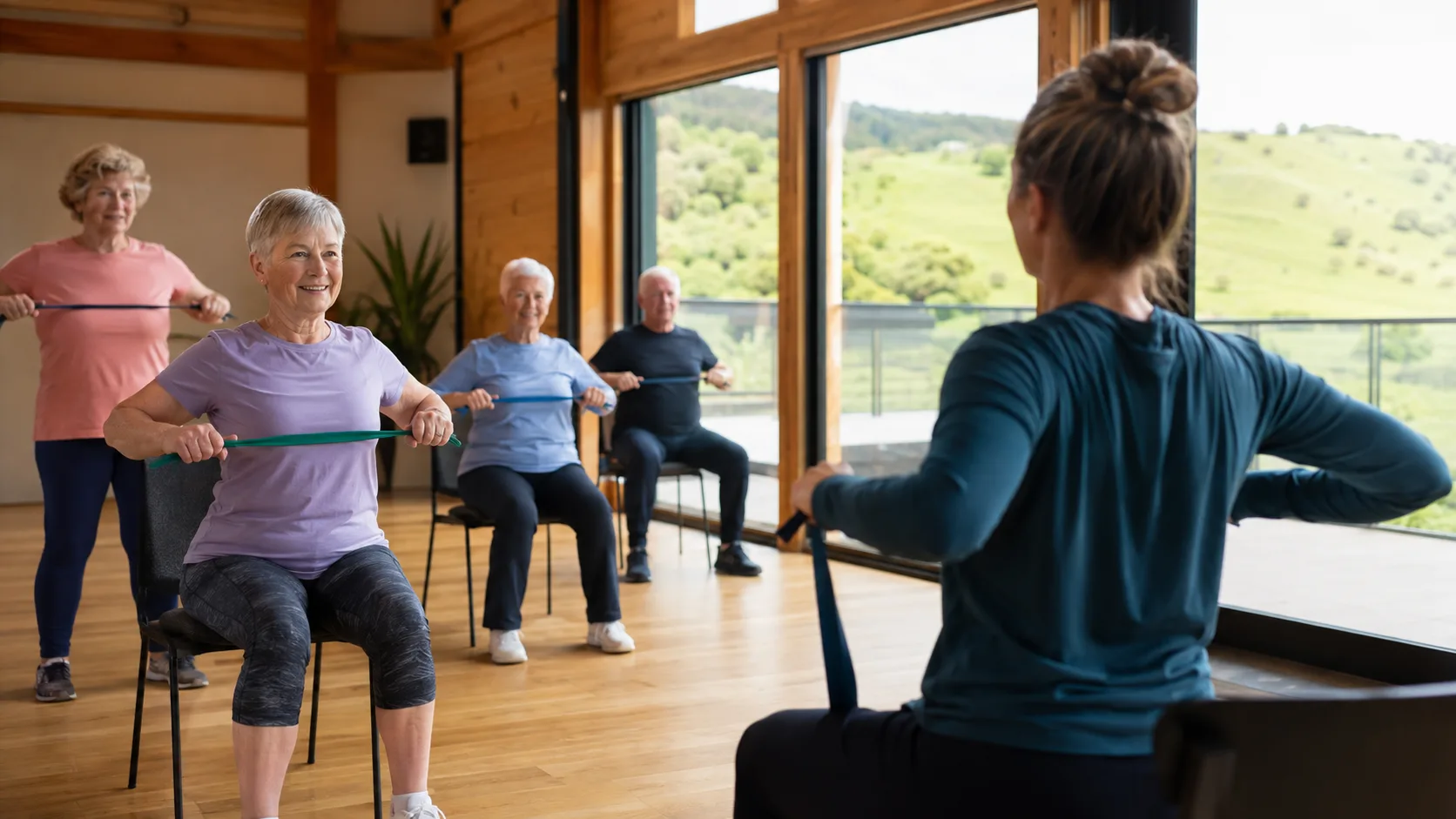 A low-impact mobility low-impact class meets in a New Zealand community centre