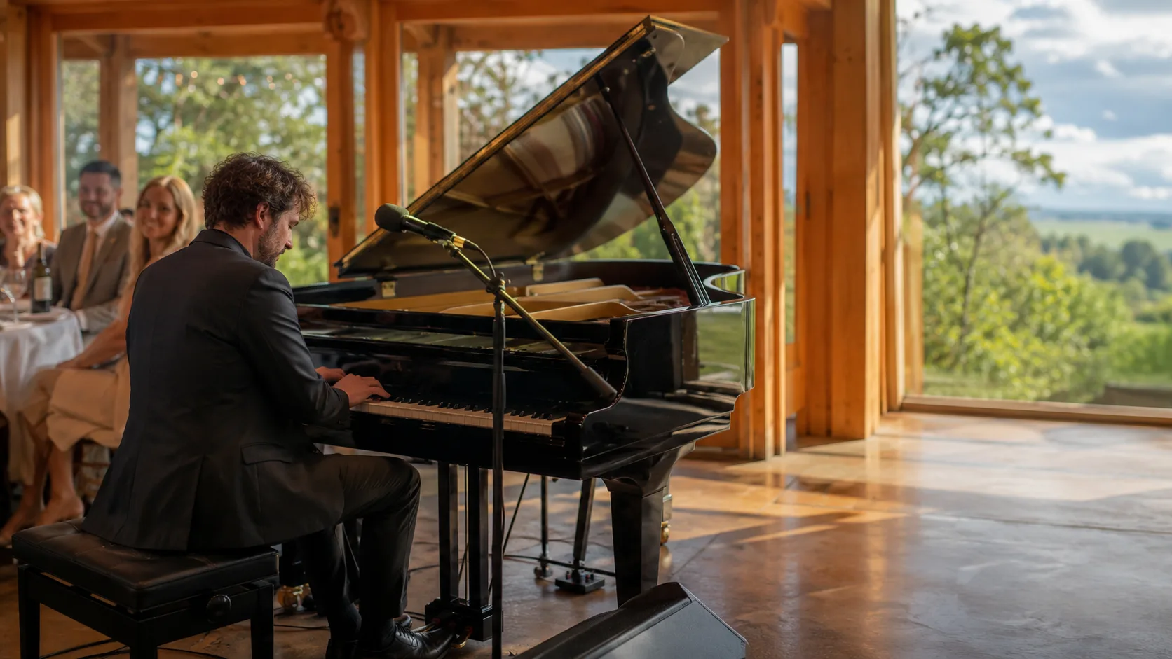 Solo musician performing live music for guests at an event in New Zealand