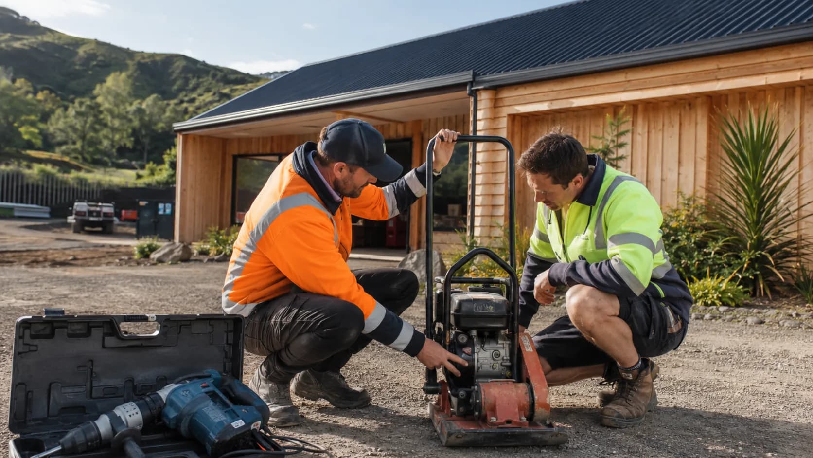 Customers arrive at a distinctive timber equipment model for their booking today