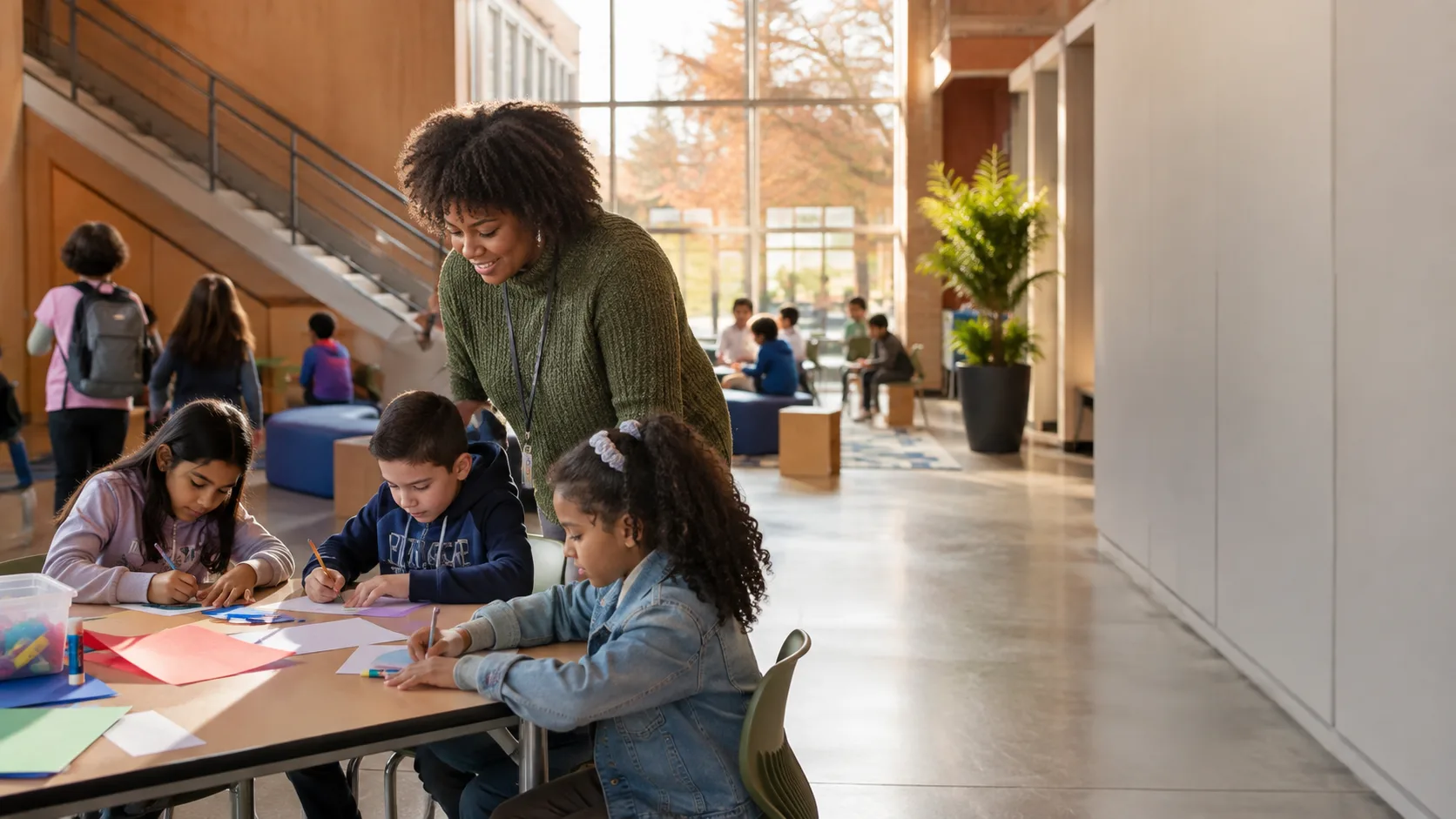 Staff supervising children at an elementary after-school program in the US